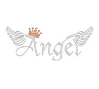SUPERDANT Angel Crystal Pierre à Fusil Couronne de Transfert de Chaleur Ailes d'ange Iron on Halloween Bling Decor Hot Fix Applique pour DIY Crafts T-Shirt Vêtements Hat Bag Decal