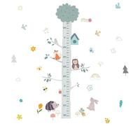 SUPERDANT Animaux Hauteur Tableau de Croissance Sticker Mural Grand Arbre Hibou Hauteur Mesure Stickers avec Soleil Fleur Décoration Murale