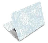 SUPERDANT Autocollant de Protection Papillon pour PC Portable Décoration Fleur Blanche Stickers Personnalisables Réutilisables Compatibles Ordinateurs 12-15,6 Pouces