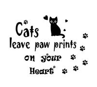 SUPERDANT Autocollant Mural Chat Noir Stickers Muraux Les Chats Laissent des Empreintes de Patte sur Vos Coeurs Autocollants Animaux Mignons Stickers pour Salon Chambre Décorations
