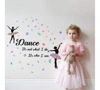 SUPERDANT Autocollant Mural de Danse Stickers Muraux Salon de Fille de Ballet Sticker Mural Fille avec Papillon Ce N'Est Pas Ce Que Je Fais C'Est Qui Je Suis Décoration Murale Salle de Danse