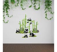 SUPERDANT Autocollant Mural en Bambou Coloré Panda Amovible de Grande Taille Autocollant Mural Animal à Décoller et à Coller pour Chambre D'Enfant Chambre D'Enfant Salle de Jeux Décoration Murale