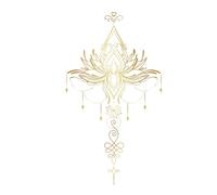 SUPERDANT Autocollant Mural Lotus Doré Mandala Fleur Stickers Muraux Mandala Forme de Coeur Vinyle Autocollant Lotus Yoga Méditation Art Peintures Murales Décor pour Salle de Yoga Salon Chambre