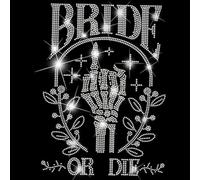 SUPERDANT Autocollant Transfert à Repasser Strass Cristal pour Bras Paillettes Appliques Strass Thème Mariée ou Meurs pour Vêtements T-Shirts Sweats à Capuche Vestes Sacs Oreillers 32x23.8cm