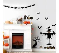 SUPERDANT Autocollants Muraux Halloween Citrouille Épouvantail Stickers Muraux Corbeaux Arbres Autocollant Mural Halloween Autocollants pour Enfants Halloween pour les Décorations de Fête D'Halloween