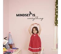 SUPERDANT Autocollants Muraux Inspirants Noirs Mindset Is Everything Stickers Muraux Texte Positif Sticker Mural avec Papillon Sticker Mural en Vinyle pour Chambre D'Enfant