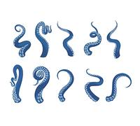 SUPERDANT Blue Octopus Stickers Muraux Pieuvre Tentacules Vinyle Sticker Mural Thème Animal de Mer Art Mural Autocollant pour Salle de Bains Enfants Chambre sous la Mer Décor