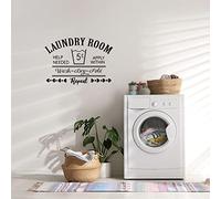 SUPERDANT Buanderie Stickers Muraux Wash Dry Fold Sticker Mural Vinyle Sticker Mural Decor Buanderie Stikers Murals pour La Maison Machine À Laver Sèche-linge Décoration Murale Autocollants Décoratifs