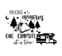 SUPERDANT Camping Thème Voiture Autocollants Tente Feu de Camp Forêt Mur Art Amovible PVC Sticker Mural Fenêtre Autocollants pour Camping Voyage Camper Voiture Fenêtre Décoration 35x59 cm