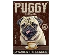 SUPERDANT Carlino Cane Targa In Metallo Per Caffè Risveglia I Sensi Targa In Metallo Per Caffè Vintage Targhe In Metallo Per Caffè Divertente Arte Da Parete Pittura Decorazione In Metallo Per Cucina