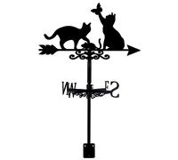 SUPERDANT Chats Girouette de Jardin Exterieur Girouettes Chats avec Papillon Animal Métal Girouette de Toit Jardin Direction Signe Girouettes Extérieur Ferme Décoration Vent Outil de Mesure