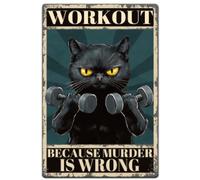 SUPERDANT Chats Noir Plaque Metal Vintage Animaux Plaque D'Entraînement pour Chats Plaque Murale Decorative pour Salle de Sport Affiche Vintage Art Mural Panneau Decoratif Exterieur Metal