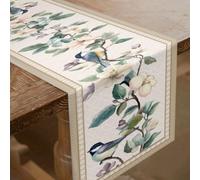 SUPERDANT Chemin de Table à Fleurs Oiseaux Décoration de Table Plantes Chemins de Table en Lin pour Armoire Étagère de Présentation pour Meubles Centre de Table Décorations de Fête de Vacances