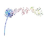 SUPERDANT Coloré Musique Notes Pissenlit Stickers Muraux Fleur Sticker Aquarelle Fleurs Musique Notes de Nature Plantes Maison Design D'Intérieur Art Mural Vinyle Autocollant