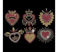 SUPERDANT Couronne D'Amour Thermocollante en Strass Couronnes en Forme de Cœur Autocollants Thermocollants Patchs Strass Bling Bling Bricolage Artisanat Cadeaux