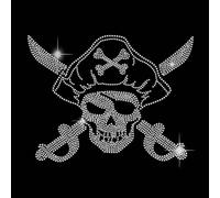 SUPERDANT Crâne Pirate Bling Fer Sur Strass Thermocollant Cristal Strass Hotfix Fer Sur Hotfix Transfert Décalcomanies Diamant Transfert de Chaleur Modèle Applique Réparation Transfert