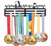 SUPERDANT Crochet à Médailles avec Porte-Médaille de Golf en Métal Présentoir Mural Cadre Étagère Porte-Médaille Récompenses Concours de Ruban Porte-Médaille en Métal Fixé au Mur sur 60 médailles