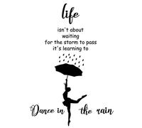 SUPERDANT Danse Sous la Pluie Stickers Muraux Citations de Motivation Stickers Muraux Disant Décoration Murale Vinyle Art Mural Autocollant Décoration pour Salon Chambre Salle de Bains 35x60cm