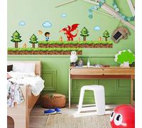 SUPERDANT Décalcomurie De Jeu Pixelisé Bordure Mural Décorative Adhésif Pour Salle De Jeu Grand Format Autocollant Vinyle Art Mural Pour Chambre Enfants Salon Nursery Décoration Maison Cadeaux