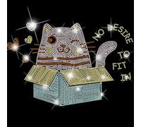 SUPERDANT Décalque Fer à Repasser Strass Paillettes pour Chat en Boîte Applique Cristal Transfer DIY pour Vêtements T-Shirts Sweats à Capuche Vestes Sacs Coussins 32x23.8CM