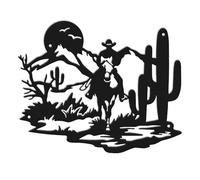 SUPERDANT Décoration Murale en Métal Décoration Murale de Cow Boy Occidental Œuvres d'art de Chevaux de Cow Boy Décoration Rustique pour la Maison Salon Ferme Forêt Art Mural Sculptures Panneaux