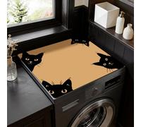 SUPERDANT Dessus Machine a Laver et Sèche Linge Chat Noir 60x50cm Tapis de Dessus de Laverie Mignon Chat Tapis Lave Linge de Plan de Travail de Laverie Imperméable Antidérapant Chats Noirs Drôles