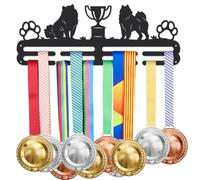 SUPERDANT Dog Show Porte Medaille Cintre D'Affichage en Forme de Trophée pour Les Amoureux des Chiens Métal en Acier Noir Robuste avec Éléments Crochets Muraux Présentoir pour Plus de 40 médailles