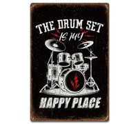 SUPERDANT Enseigne Métal Batterie Art Murale Musique Décor Coloré Plaque Fer Rectangulaire Groupe Garage Pour Studio Bar Cadeau 20x30cm