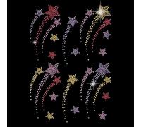 SUPERDANT Étoile Filante Strass Thermocollant Étoiles Patch Thermocollant pour T Shirt Transfert Thermique Autocollants Patch en Cristal pour Vêtements Strass a Coller 21x29.7cm