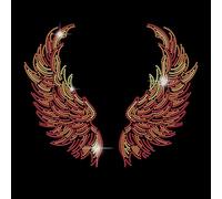 SUPERDANT Flammes Fer Sur Strass Thermocollant Feu Ailes D'Ange Patch Thermocollant de Chaleur Cristal Décor Clair Bling DIY Patch Réparation de Vêtements Hot Fix Applique Art Artisanat Décorations