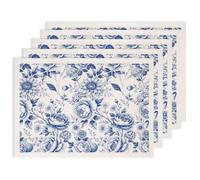 SUPERDANT Fleur Avec Feuilles Transfert Ceramique Decalcomanie Pour Poterie | Papier Transfert,Motif Marguerite Bleu,Coupe Libre,5 Pièces,52×37cm,Decalcomanie pour Argile,Bleu