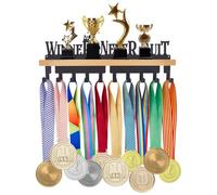 SUPERDANT Gagnant Ne Quit Jamais Détenteur de Médaille Trophée de Motivation Cintre de Médaille Étagère en Bois Présentoir de Médaille Stockage de Médaille Athlète Sportif de Course 36.7x13.2cm