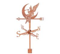 SUPERDANT Girouette Ange Et Lune Girouette De Toit Décoration Jardin | Finition Cuivre, Fer Robuste, Installation 5 Minutes, Cadeau Décoration Cour, 28.2×26cm, Indicateur De Direction Du Vent