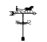 SUPERDANT Girouette de Jardin Exterieur de Jardin pour Cheval de Charrue Girouettes en Métal Noir pour Animaux Direction du Vent Décoration de Jardin pour Girouette de Toit Deco Jardin Exterieur