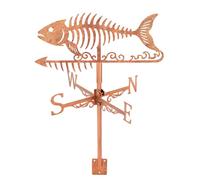 SUPERDANT Girouette Métallique en Arête Poisson pour Toit Cuivre Rouge Indicateurs Girouette de Jardin Exterieur du Vent Décor Conçu pour Les Patios Maisons et Abris de Jardin Granges Gazebos Arrière