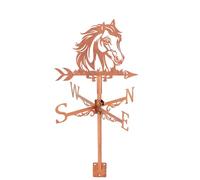 SUPERDANT Girouette Météo Cheval à l'Affût en Cuivre Rouge Instrument de Mesure de Direction du Vent pour Installation sur Toit Décoration Artistique pour Jardin Extérieur Ferme Grange