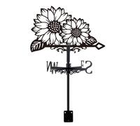 SUPERDANT Girouette Tournesol Instrument de Mesure de Direction du Vent en Métal avec Installation sur Toit pour Jardin Extérieur Ferme Grange Décoration Artistique Noire