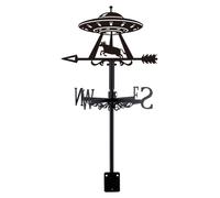 SUPERDANT Girouette UFO Bull en Fer avec Silhouette de Vache et OVNI Noire pour Toit Grange Girouette de Jardin Exterieur Exterieur 31.1 cm x 24.5 cm