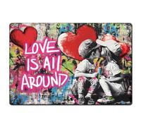 SUPERDANT Graffiti Banksy Love Plaque Metal Vintage Plaque Murale Decorative Coloré Panneaux en Étain Vintage Art Mural Abstrait Décor Rétro Drôle Vintage Decoration 30x20cm