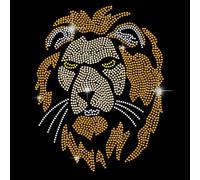 SUPERDANT Lion Bling Strass Thermocollant Tête de Lion Cristal Patch Thermocollant Iron On Hotfix Transfer Decals Diamant Strass a Coller Modèle Applique Réparation Transfert