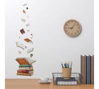 SUPERDANT Livre Magique Stickers Muraux avec Livre Volant Sac d'école Outils de découpe Autocollant Mural pour Chambre Murale Règle Globe Decoration Salon Autocollants Décoratifs Ouverture de L'école