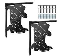 SUPERDANT Lot de 2 Equerre Etagere Murale Lourdes en Fer Forgé Noir 21x17cm à Motif Bottes de Cowboy Supports Muraux Décoratifs Style Western pour Garage Bar Équerre Étagère Ouvertes Rangement DIY