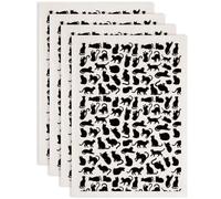 SUPERDANT Lot de 4 Papiers de Transfert Ceramique à Silhouette de Chat Noir Chats Paresseux Décalcomanies Céramiques Surdimensionnées Noires pour Tasses Assiettes Usage en Studio Poterie Vases 52x37cm
