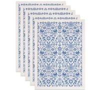 SUPERDANT Lot de 5 feuilles de papier de transfert en forme de cercle de fleurs pour argile, céramique, porcelaine sous glaçure, décalcomanies bleues en émail