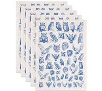 SUPERDANT Lot de 5 feuilles de papier de transfert en forme de hiboux pour argile, céramique, porcelaine sous glaçure, décalcomanies bleues en émail