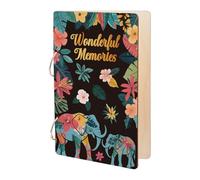 SUPERDANT Merveilleux organisateur de cartes de vœux, classeur de cartes, éléphant, fleurs, porte-cartes en bois, album photo à 2 anneaux, couverture souvenir pour anniversaire de mariage