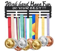 SUPERDANT Motivational Text Porte Medaille Work Hard Have Fun Do Your Best Porte Médaille Muraux en Fer médailles Porte-Trophée Récompenses Support Medaille Support pour Medaille