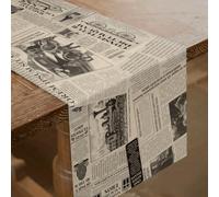 SUPERDANT Nappe De Table Collage De Journaux Style Rétro Universel Décoration Centrale pour Salle À Manger Mariage Fêtes Anniversaire Banquets Restaurant Célébrations 183x33 cm