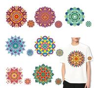 SUPERDANT Pack de 16 Transfert Textile Thermocollant Bohème Mandala avec Tailles Grandes et Petites 20x20cm et 8x8cm Transferts à Repasser pour T Shirts Sweats à Capuche et Sacs Colorés