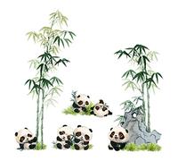 SUPERDANT Panda Stickers Muraux Bambou Plantes Vertes Vinyle Sticker Mural Aquarelle Animal TV Stikers Murals Décoration Murale pour Pépinière Enfants Salle de Jeux Chambre Autocollants Décoratifs